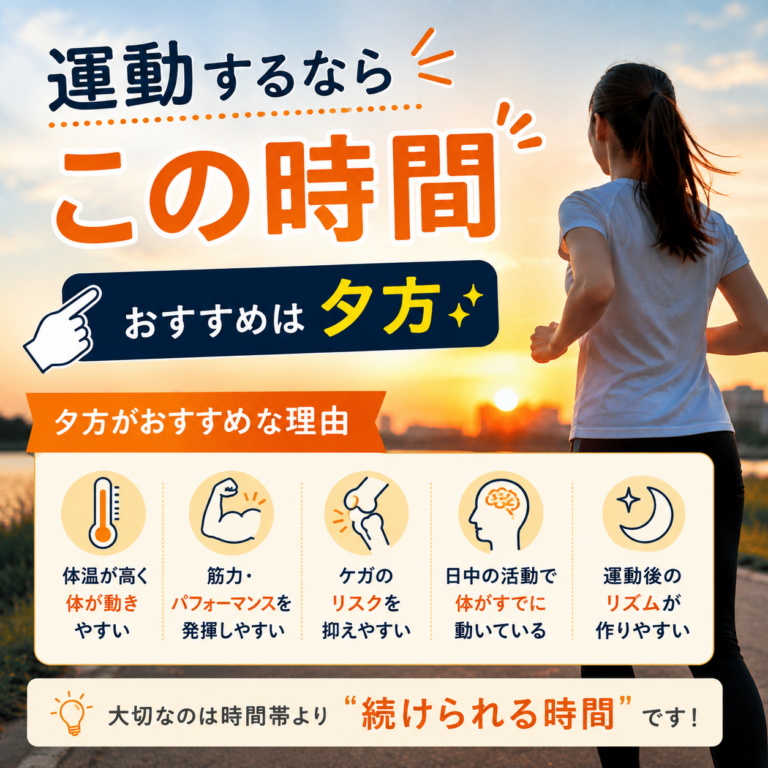 運動するなら何時がいい？夕方がおすすめな理由｜体が動きやすい時間帯